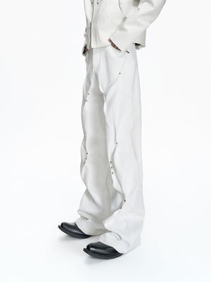 Pleated Rivet Straight-Leg Cotton Pants - product image 3