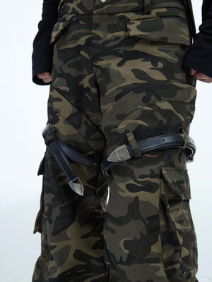 Green Camouflage Belted Cargo Pants - product image 3