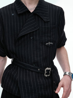 Striped Belted Short-Sleeve Shirt - product image 4