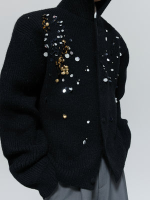 Sequin Wool-Blend High-Neck Cardigan - product image 2