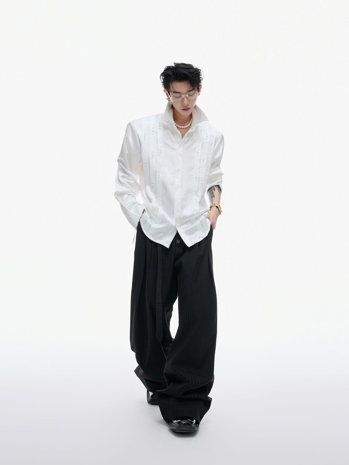Pearl-Trimmed Cotton Tie Shirt - product image 5