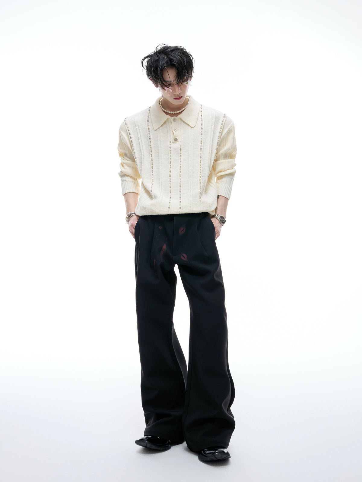Pearl-Trim Knit Polo Shirt - product image 5