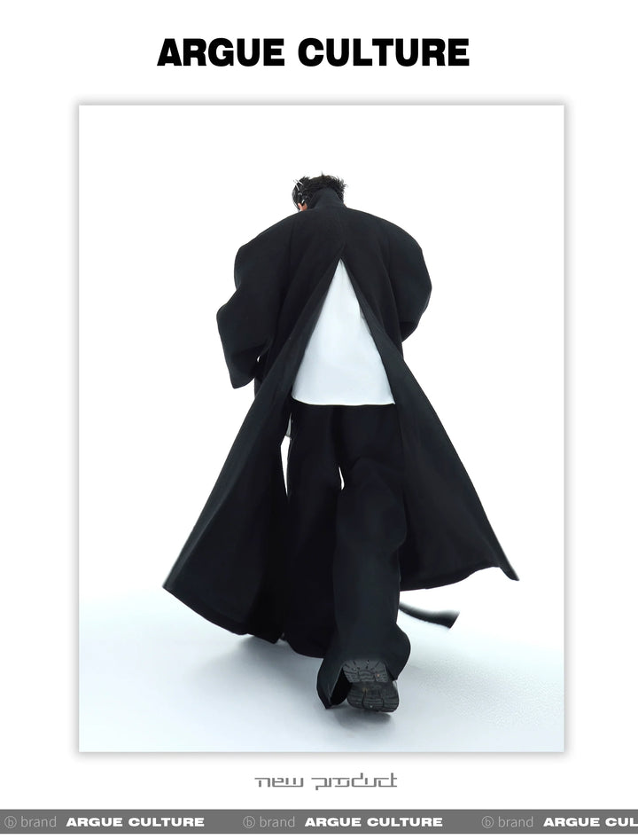 Men¡¯s Wool Coat with Drop Shoulder Design & Back High Slit - ArgueCulture