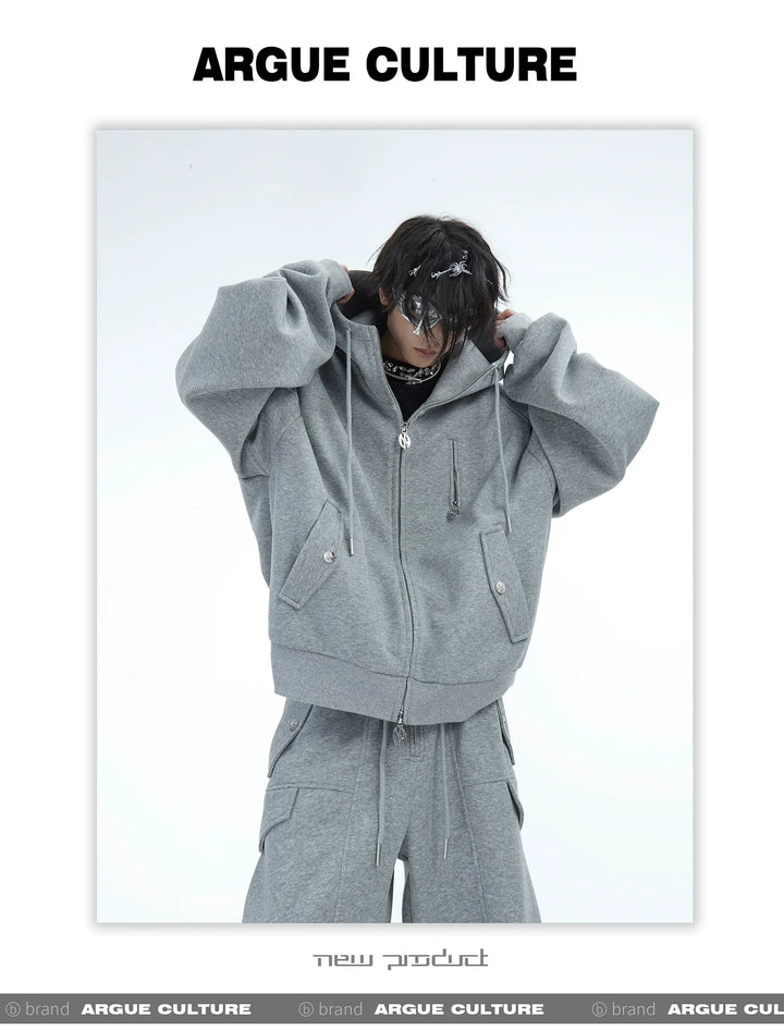 Men¡¯s Oversized Pleated Hoodie Jacket | Stylish Warm Zip-Up Outerwear - ArgueCulture