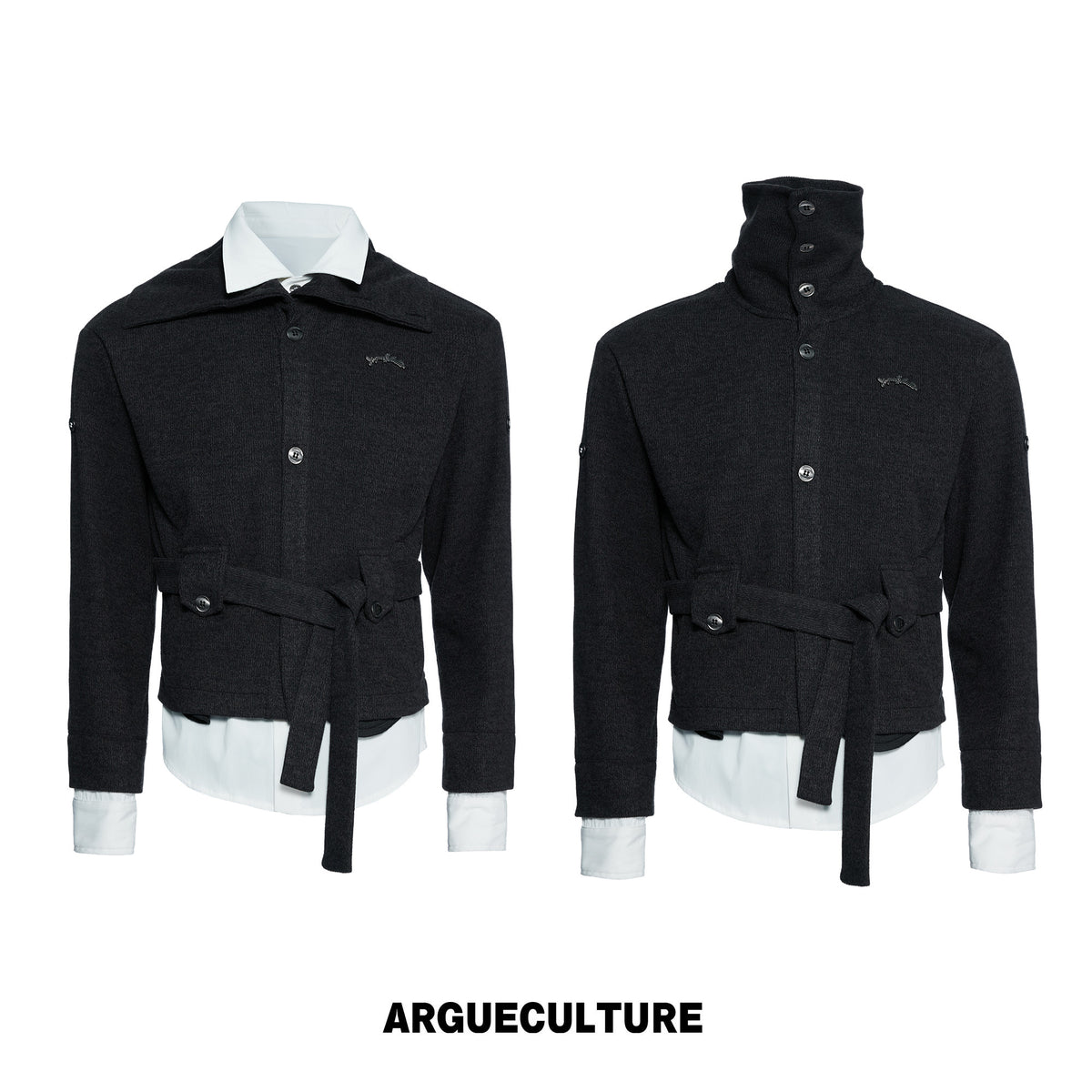 Layered-Collar Zip Knit Cardigan - variant image 7