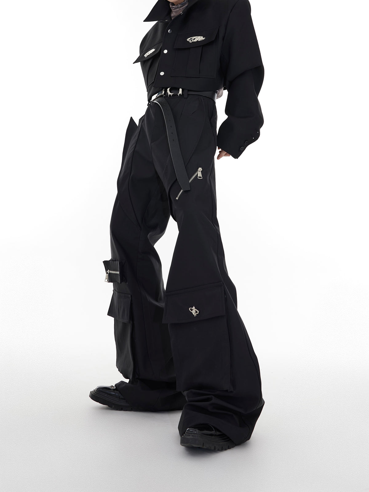 Black High-Waisted Utility Trousers - product image 1