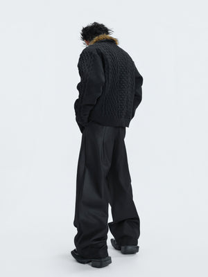Retro Fur-Collar Cotton-Wool Cardigan - product image 3