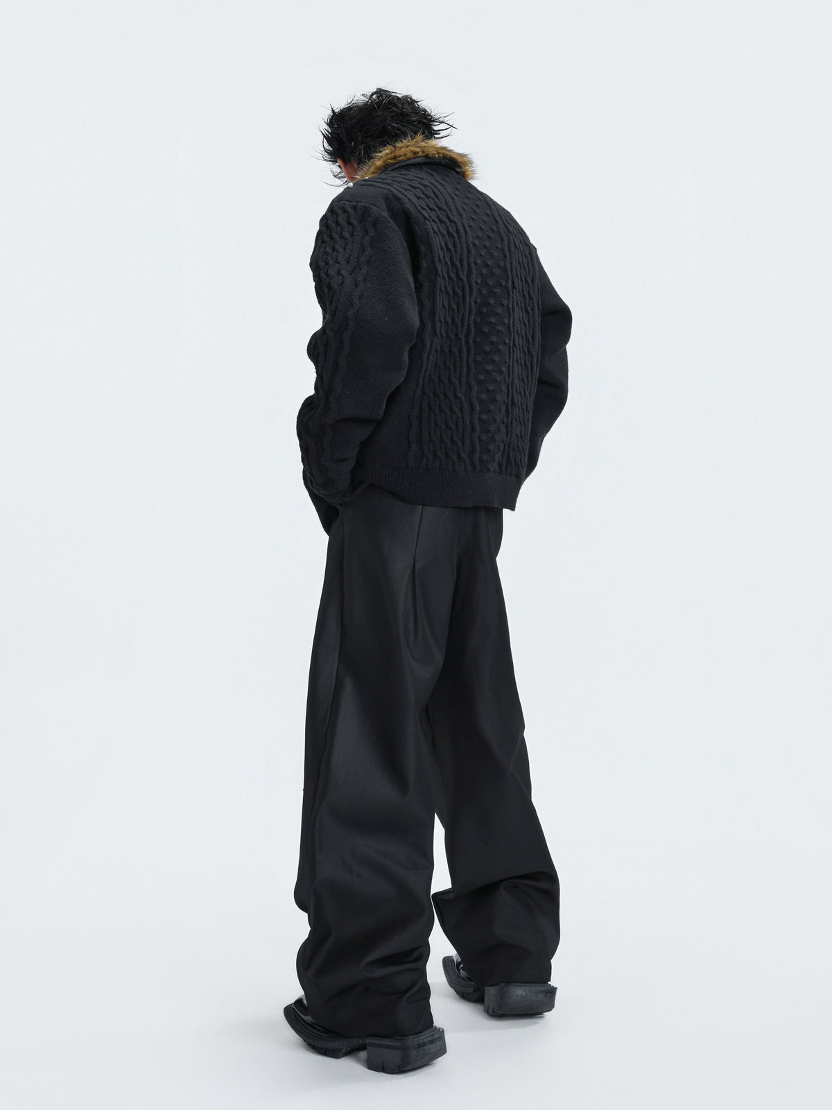 Retro Fur-Collar Cotton-Wool Cardigan - product image 3