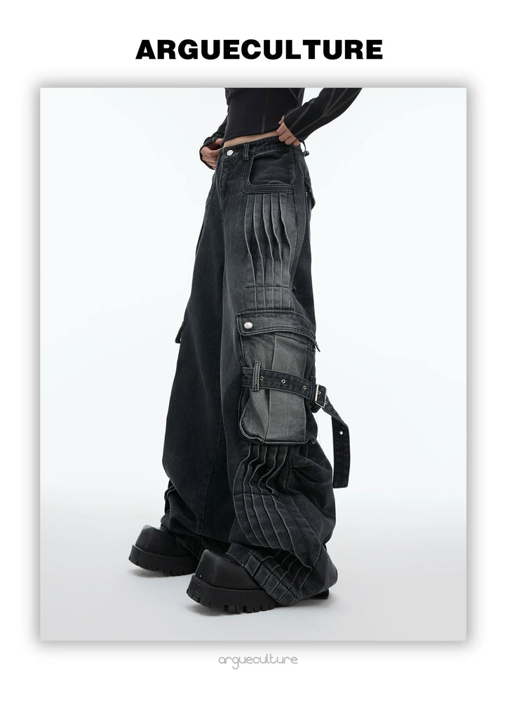 Hooded Denim Set with Straps and Post-Apocalyptic - ArgueCulture