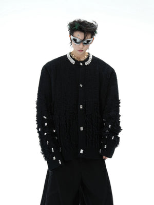 Rhinestone Distressed Knit Cardigan - product image 1