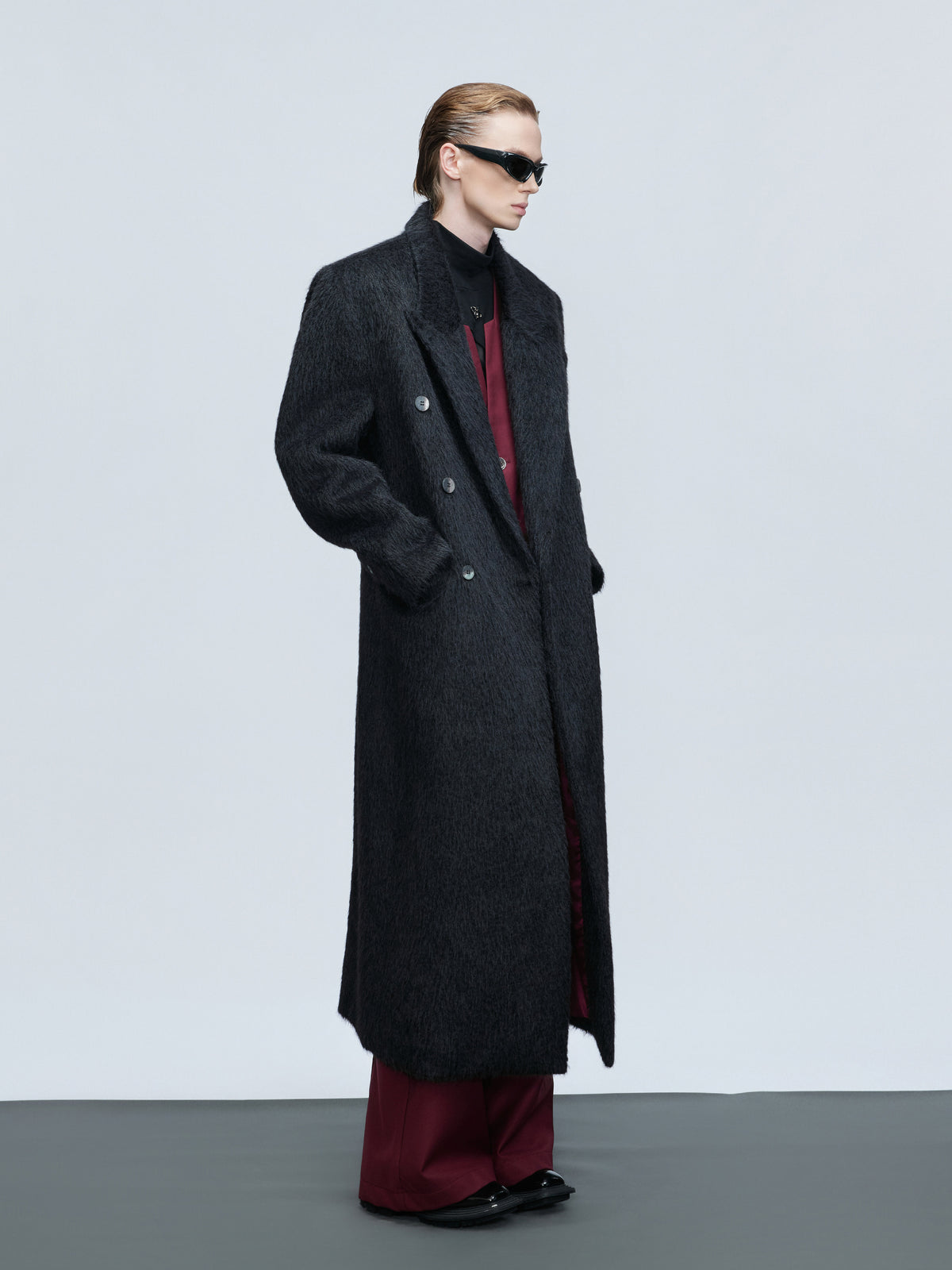 Longline Double-Breasted Wool Blend Coat - product image 2