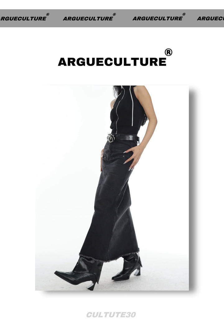 Avant-Garde Asymmetric PU Leather Belt with Metallic Logo - ArgueCulture