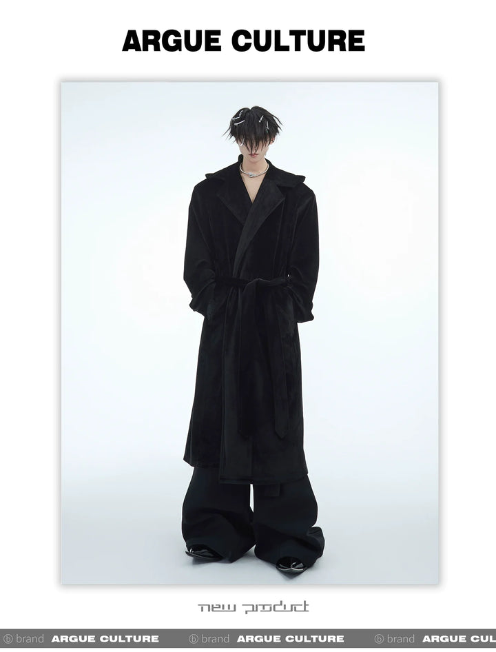 Warm Thickened Long Silk Robe with Hood and Belt for Men - ArgueCulture