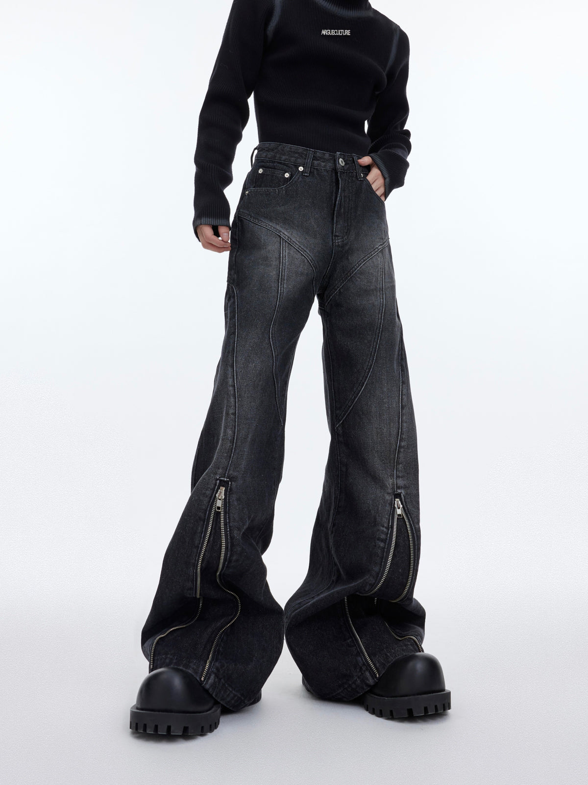 Washed Distressed Flare Jeans - product image 3