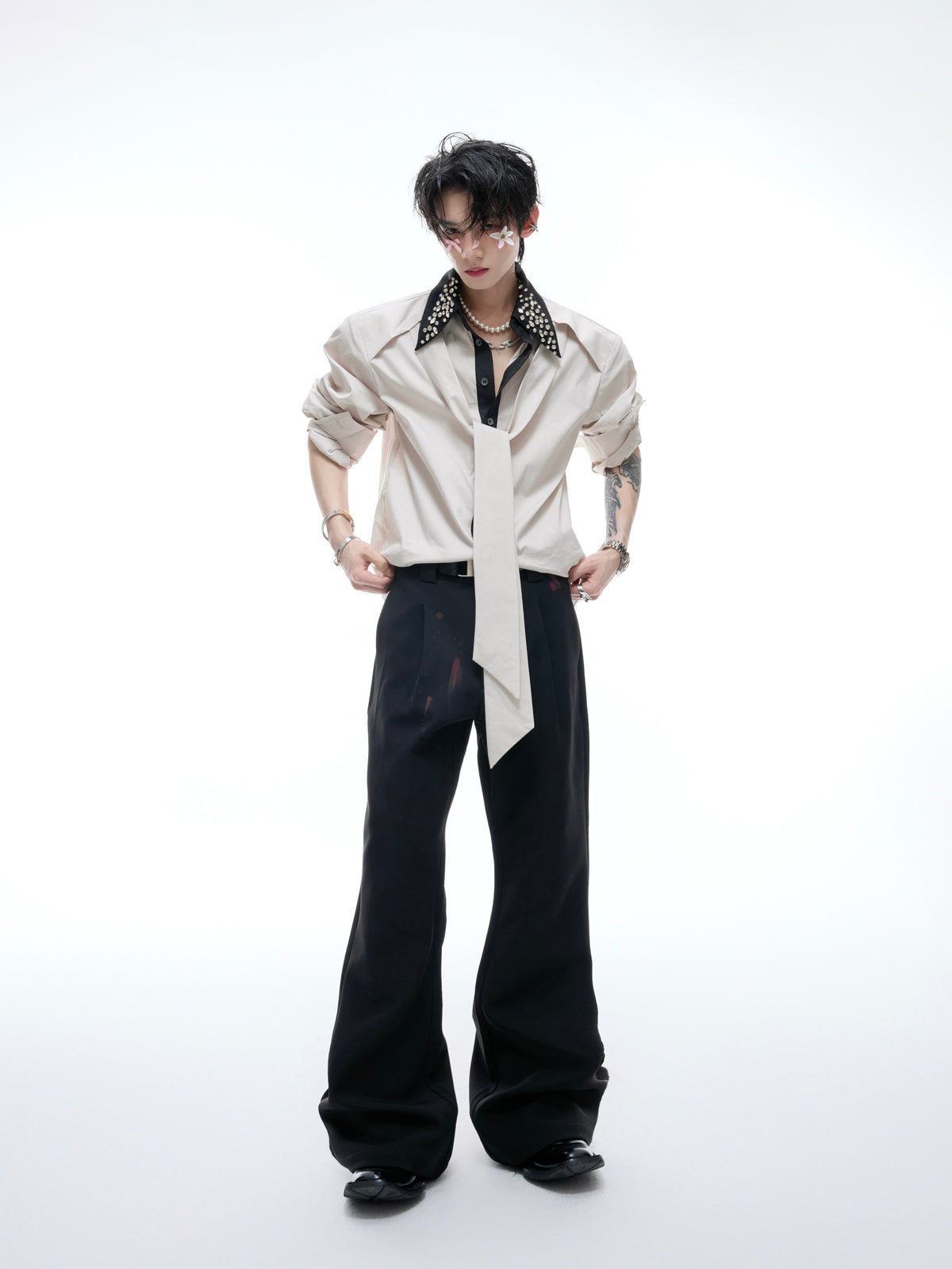 Rhinestone Contrast Streamer Shirt - product image 5