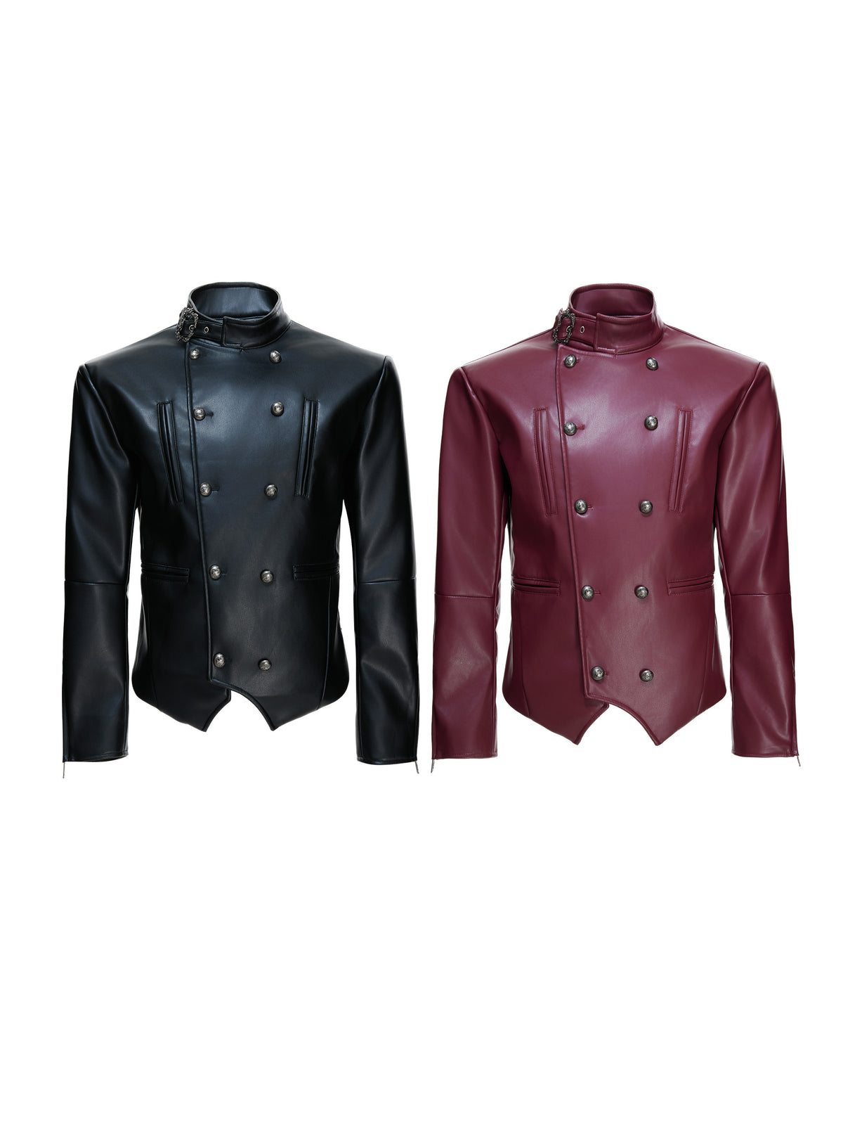 Asymmetric Red PU Leather Biker Jacket - product image 5