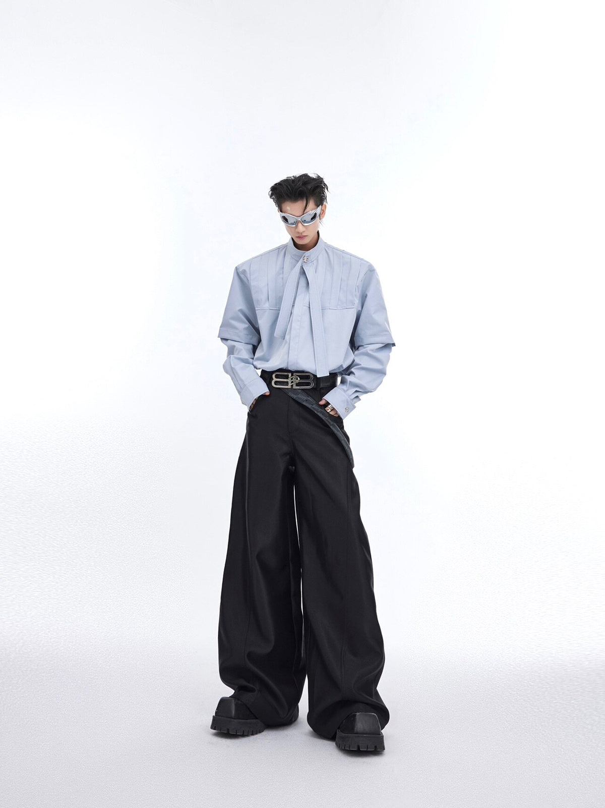Pleated Ribbon Oversized Shirt - product image 3