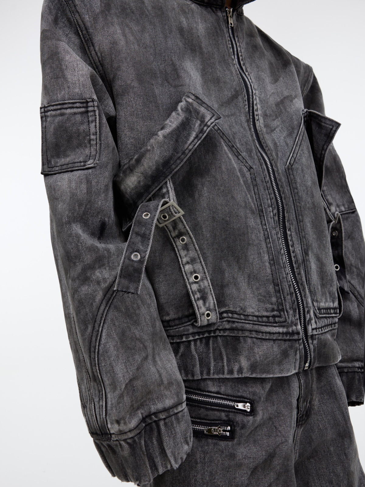 Distressed Gray Denim Utility Set - product image 5