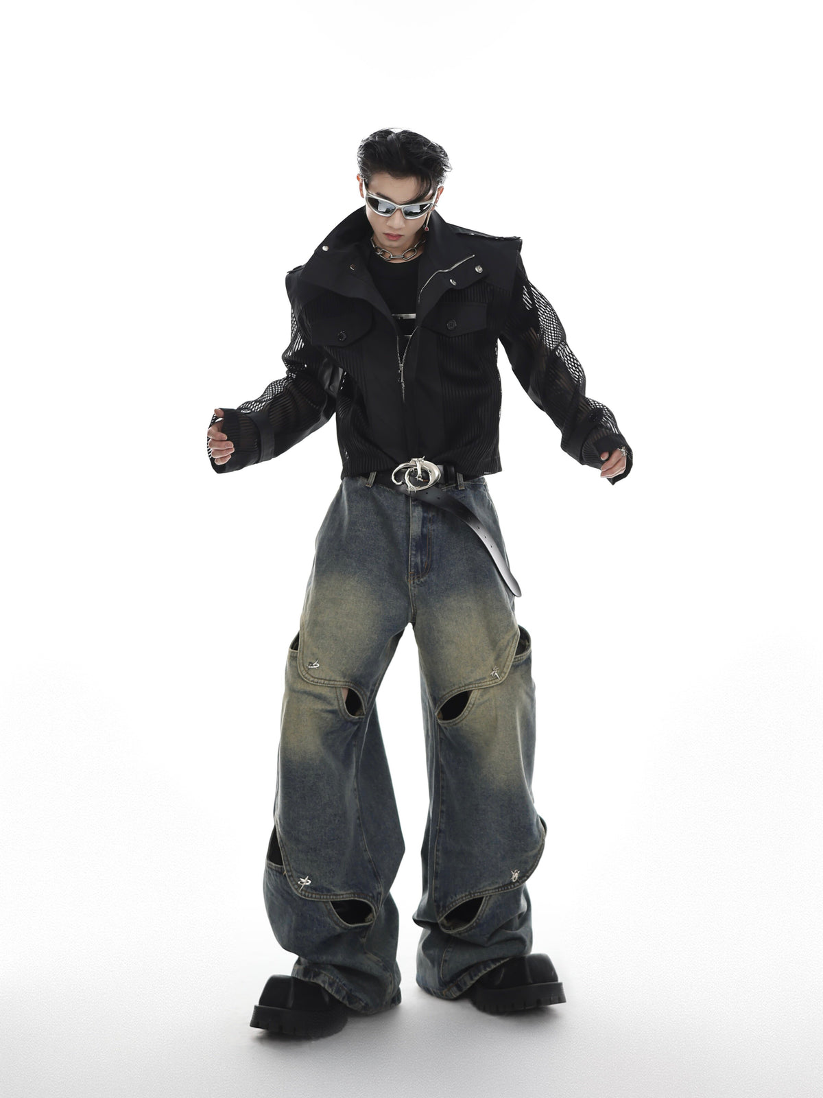 Cutout Washed Straight-Leg Jeans - product image 2