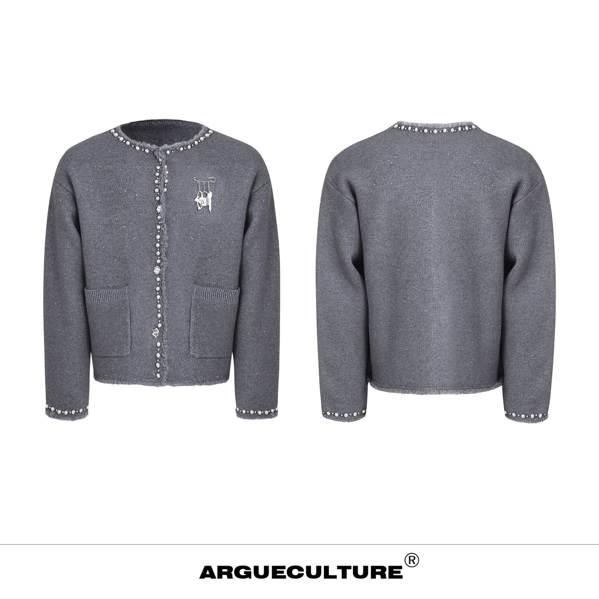Pearl-Trim Shimmer Knit Cardigan - product image 5