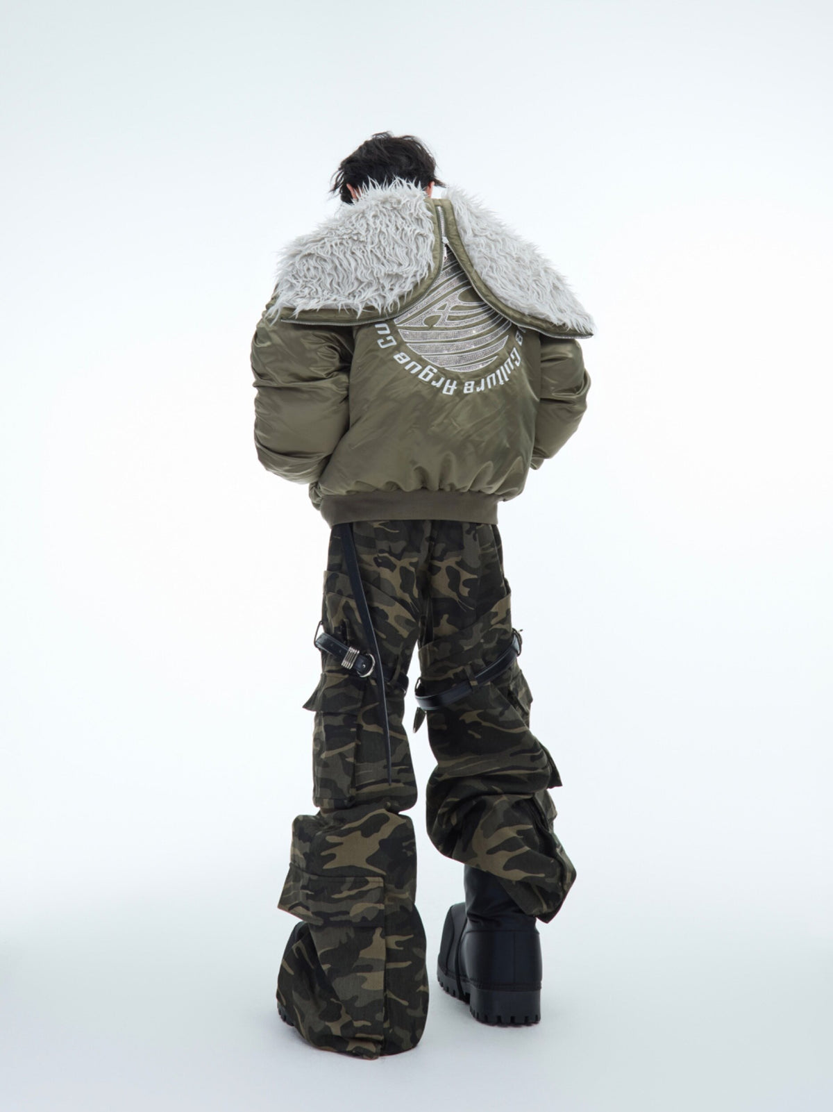 Plush Panel Nylon Bomber Jacket - product image 5