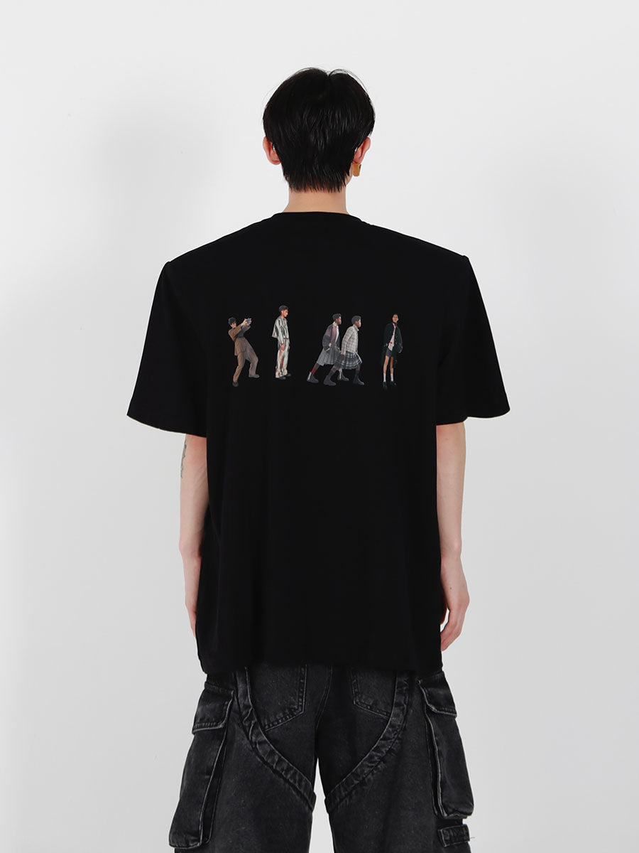 Figure Print Cotton Shoulder-Pad Tee - product image 1