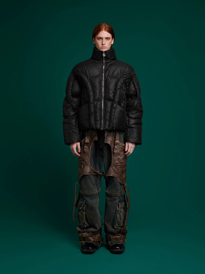 Deconstructed Puffer Jacket High Collar Loose Fit Street Style - ArgueCulture