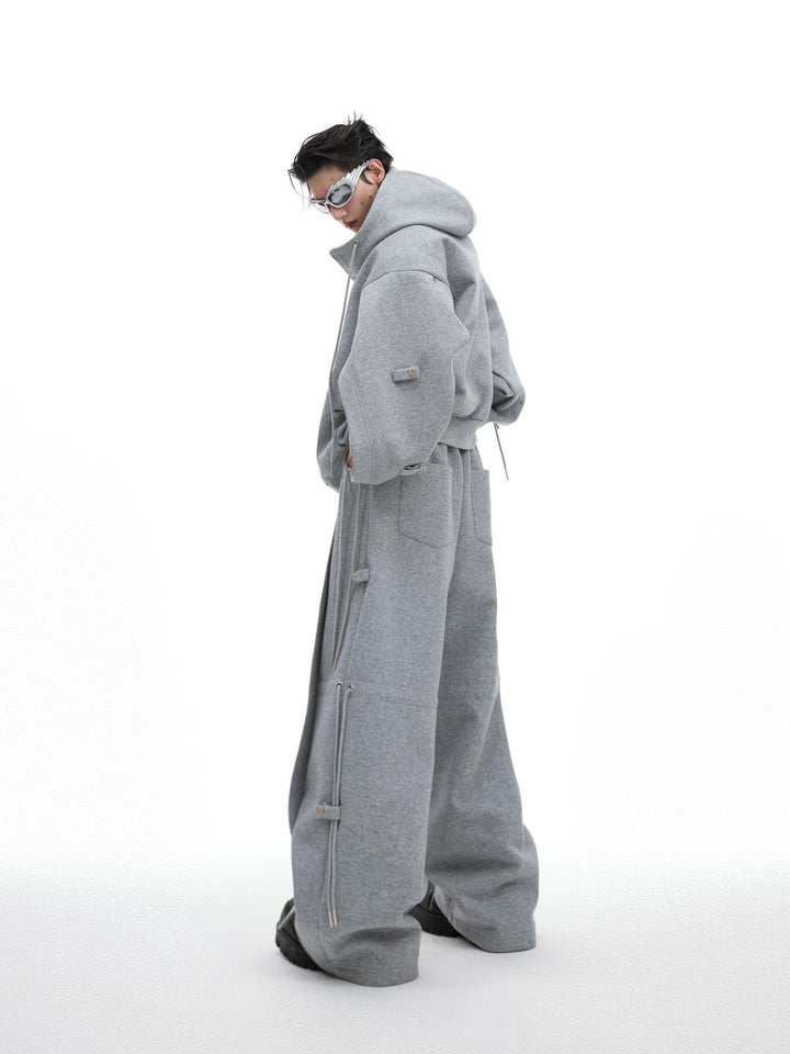 Relaxed Hoodie Set with Wide-Leg Pants and Drawstring Details - ArgueCulture