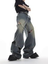 Cutout Washed Straight-Leg Jeans - product image 5