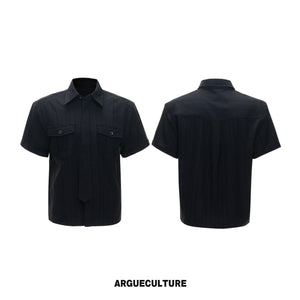 Textured Tie Shirt & Wide-Leg Pants - variant image 6