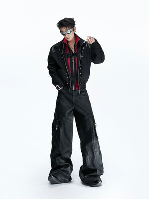 Black-Red Cross Cropped Jacket - product image 3