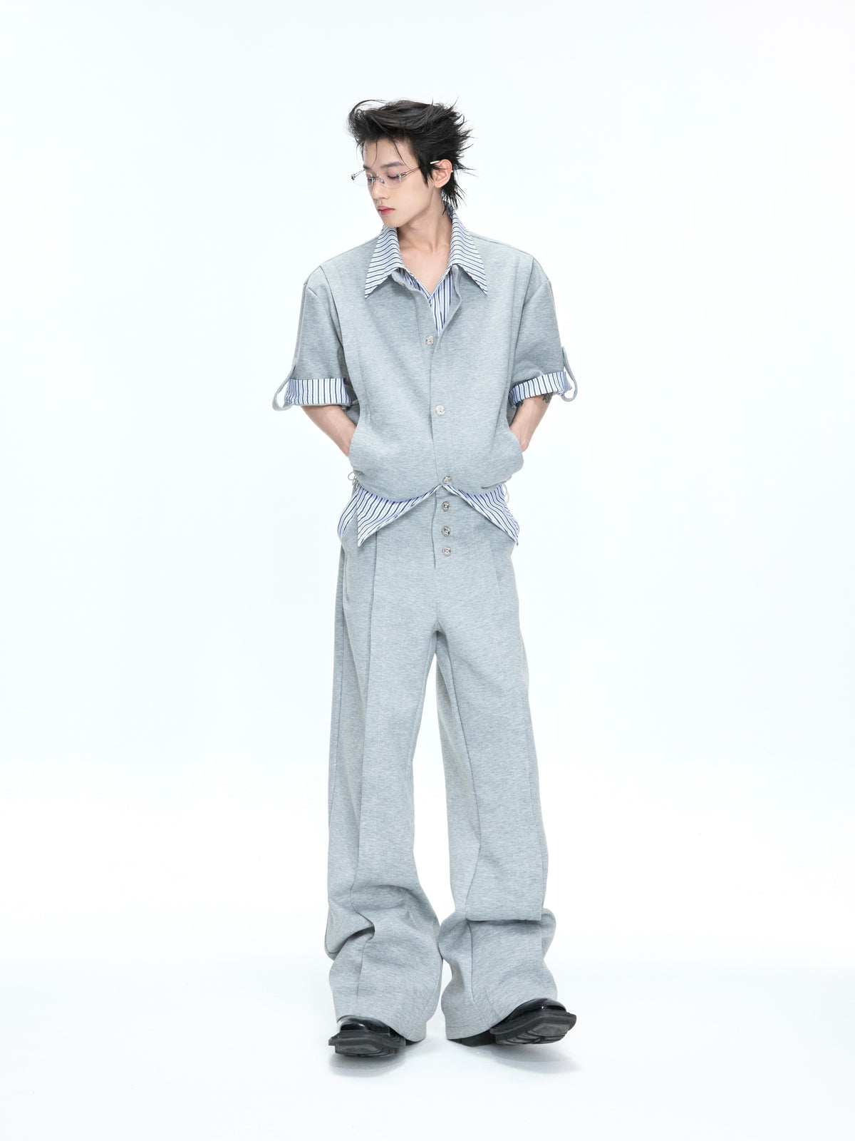 Mock-Layer Striped Polo Set - product image 1