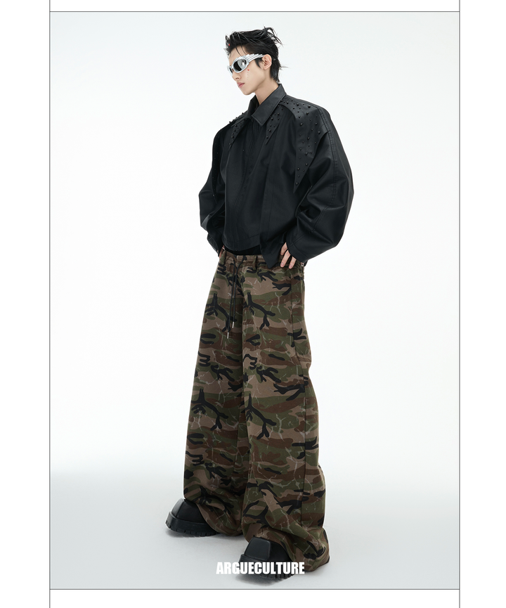 Vintage Camo Triple-Waistband Wide-Leg Cargo Pants – Streetwear Utility Fashion - ArgueCulture