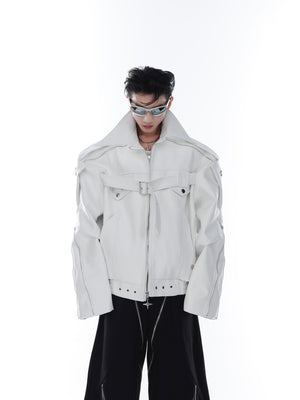 Deconstructed PU Leather Moto Jacket - product image 5