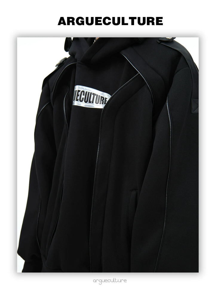 Futuristic Oversized Hoodie with Metallic Logo and Modern Cut - ArgueCulture