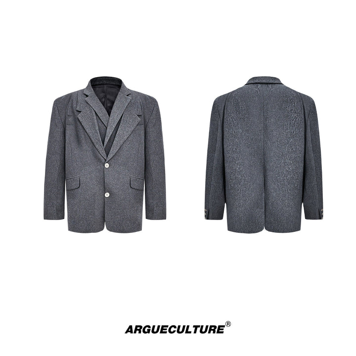 Double-Layer Collar Blazer Set with Relaxed Fit - ArgueCulture