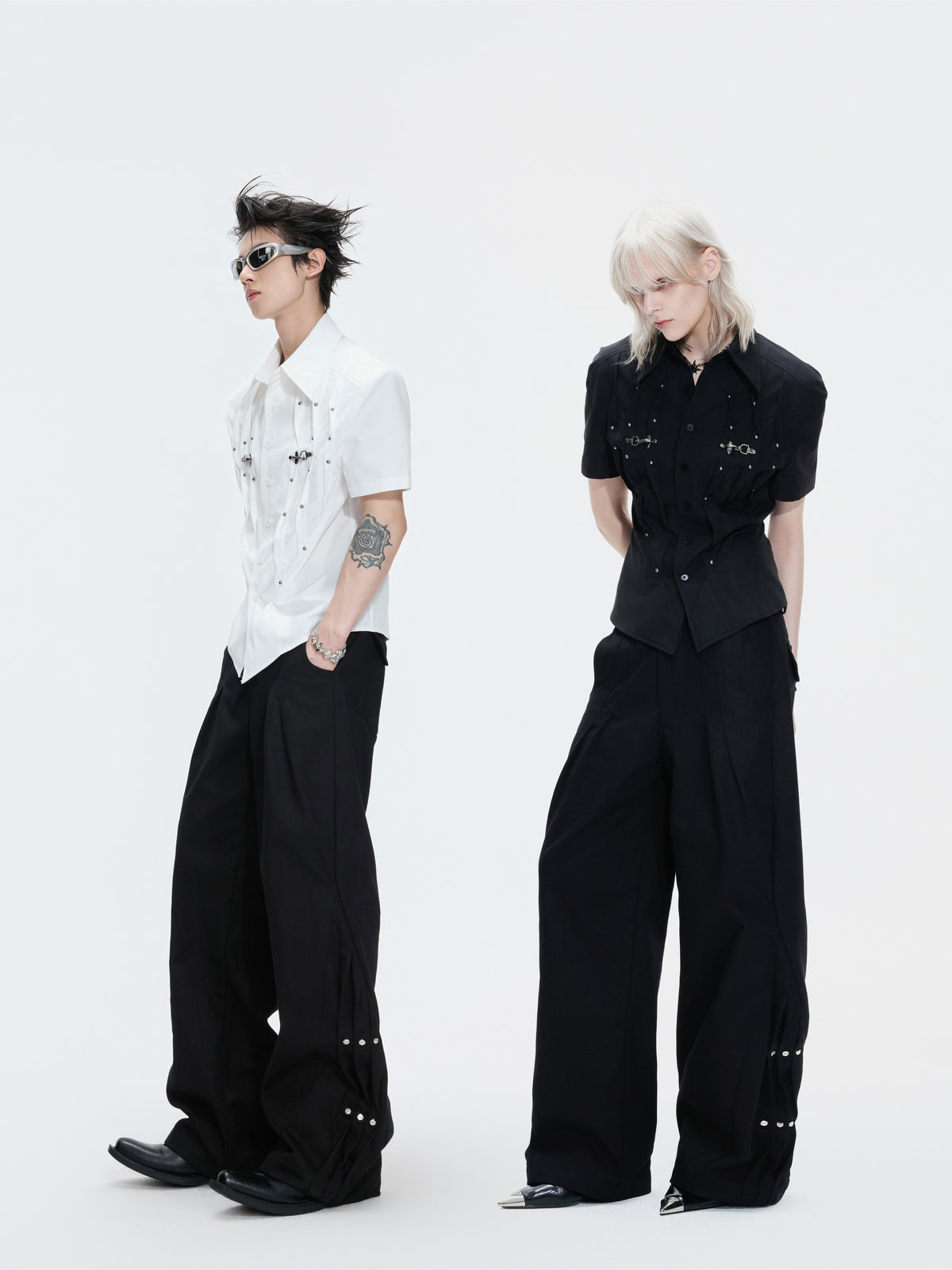 Pleated Waist-Cinched Short-Sleeve Shirt - product image 3
