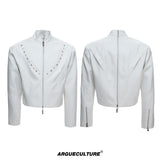 Cropped Matte Faux Leather Rivet Jacket - product image 5