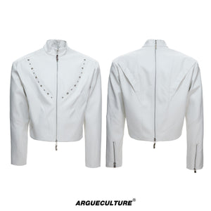 Cropped Matte Faux Leather Rivet Jacket - product image 5