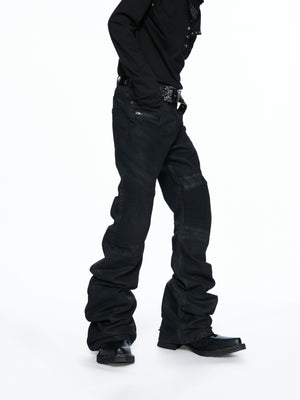 Wax-Coated Deconstructed Straight-Leg Jeans - product image 1
