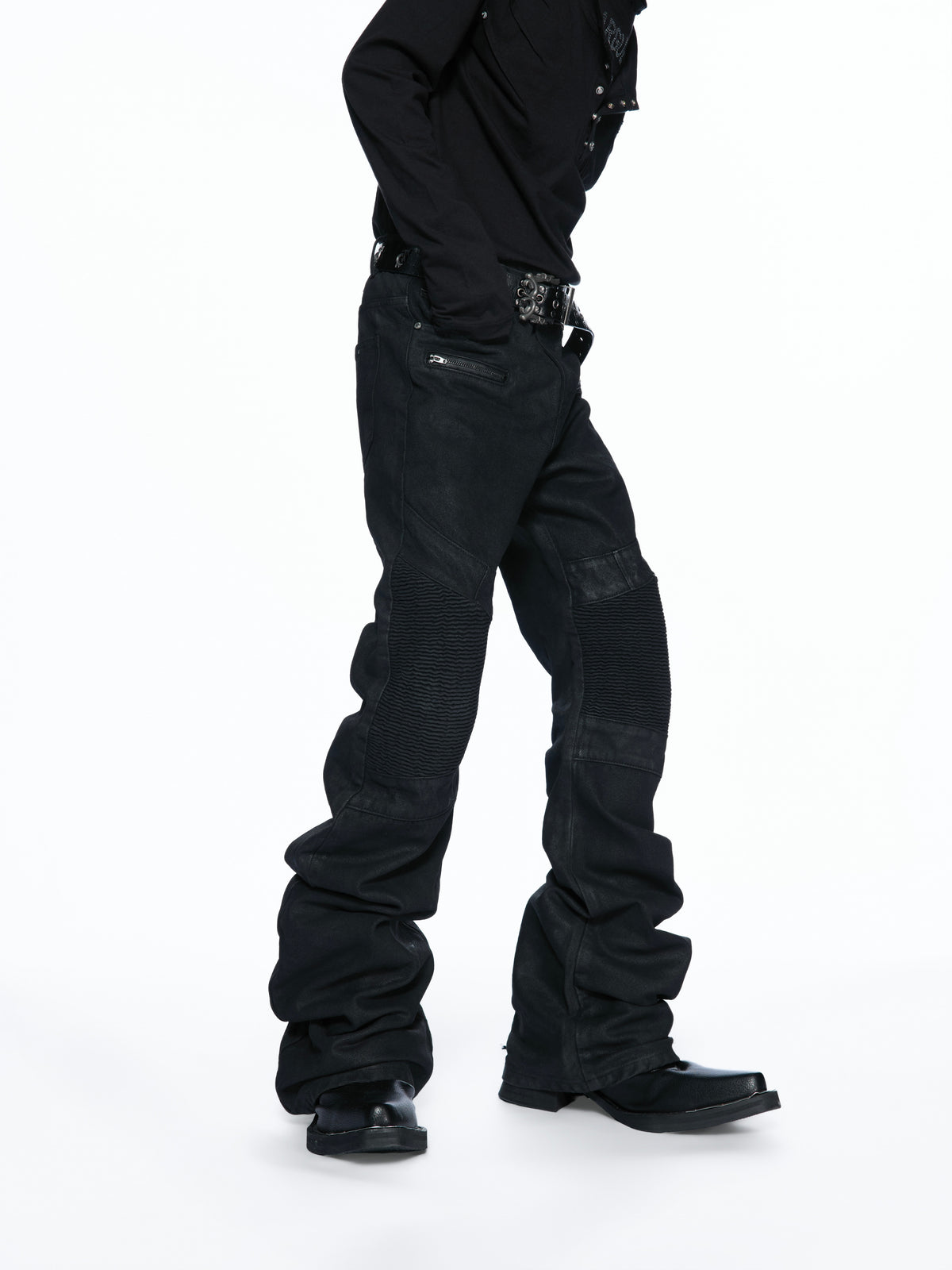 Wax-Coated Deconstructed Straight-Leg Jeans - product image 1