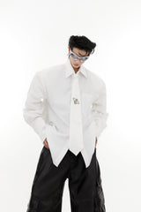 Tie-Detail Shoulder-Pad Cotton Shirt - product image 5