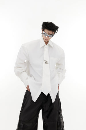 Tie-Detail Shoulder-Pad Cotton Shirt - product image 5