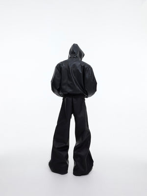 Matte PU Pleated Straight-Leg Pants - product image 4