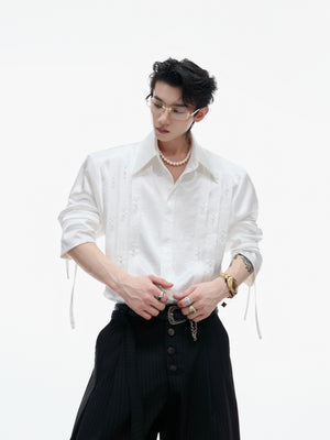 Pearl-Trimmed Cotton Tie Shirt - product image 1
