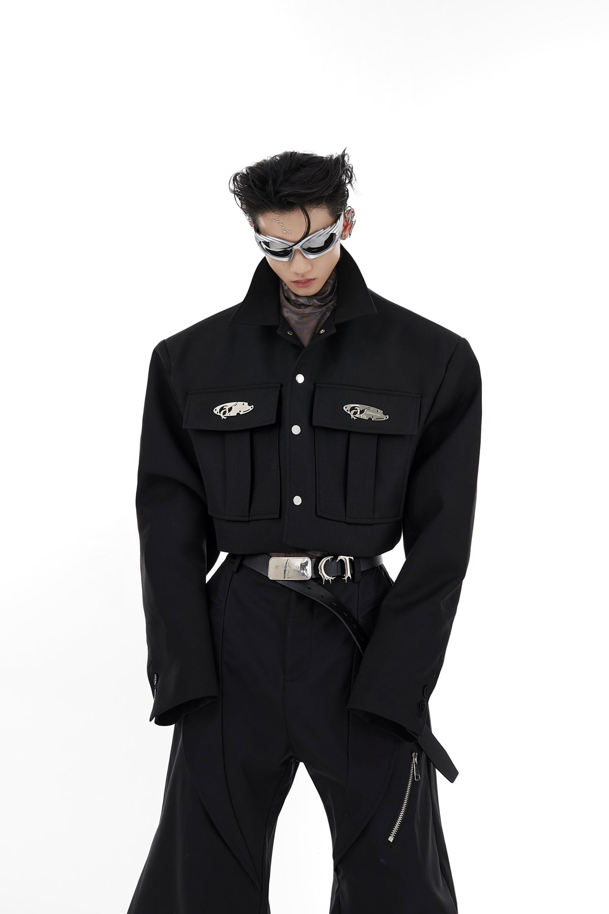 Black Cropped Utility Pocket Jacket - product image 5