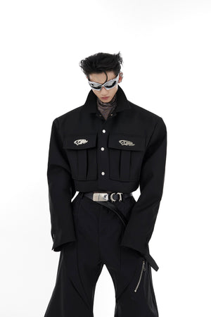 Black Cropped Utility Pocket Jacket - product image 5