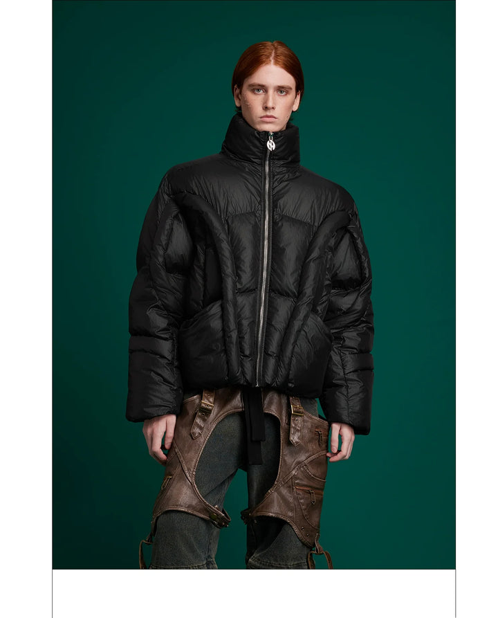 Deconstructed Puffer Jacket High Collar Loose Fit Street Style - ArgueCulture