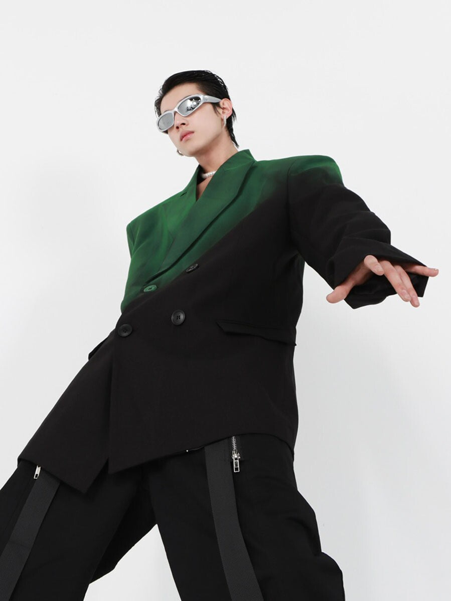 Black Green Gradient Relaxed Blazer - product image 4