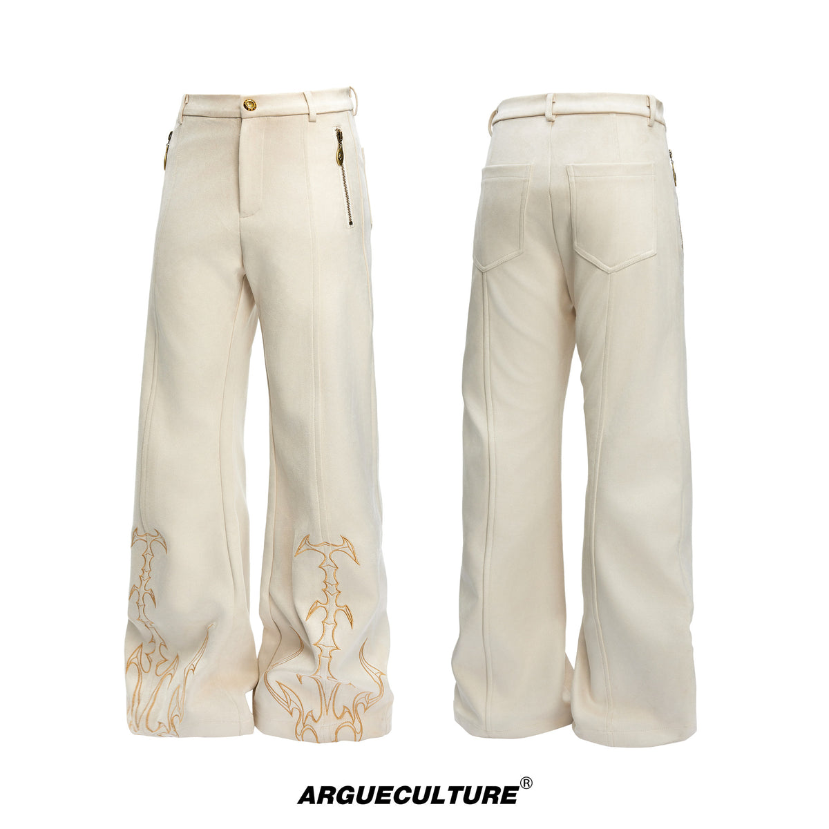 Embroidered Suede Straight-Leg Trousers - product image 5